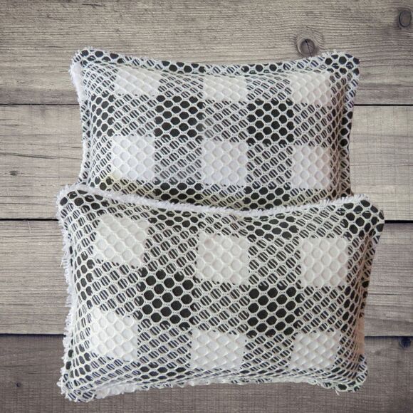 Reusable Kitchen Sponge, Set of 2, Black and White Check Dish Scrubby - Picture 1 of 4